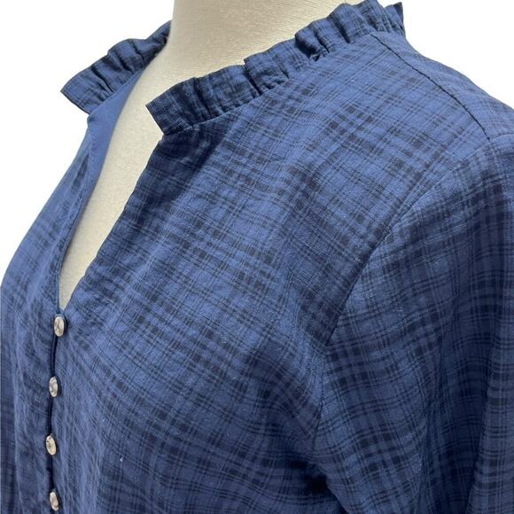 Copper Key Plaid Long Sleeve Smocked Tiered Dress Blue Juniors Small NWT - Picture 5 of 12